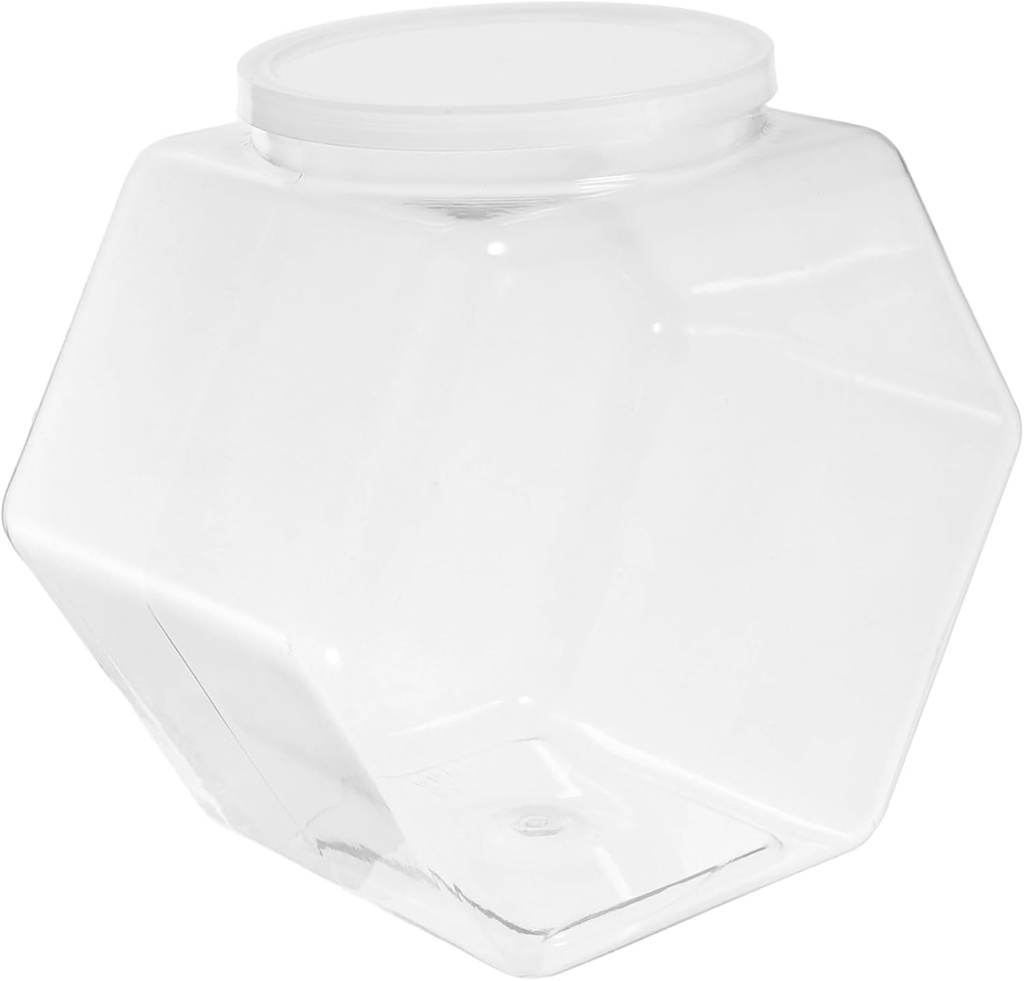 Large Capacity Clear Cookie Jar Hexagon Snack Storage Container with Lid Candy Holder for Organizing Biscuits Candies and Other Treats