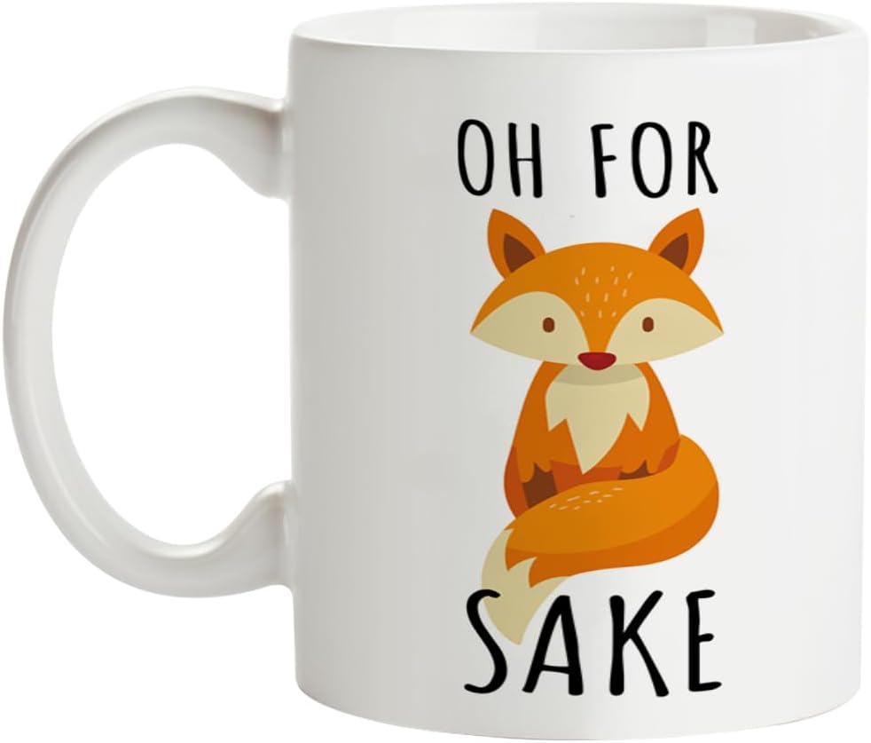 mug 11oz Oh for Sake Coffee Mug, Funny Fox Coffee Mug Gift, Fathers and Mothers Day Birthday Gifts Fun Cup White