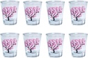 Set of 8 Shot Glasses, Cooling Cherry Blossoms, Glass Pair Set, Spring, Cherry Blossom, Glass, Change with Temperature, Magic, Commemorative Gift, Celebration, White Day