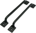 CRAFTSMAN ROAD Black Cast Iron Pull Handles 12 inch (Squared Base, Set of 2) - Cabinet Door Handles, Gate Handle Pull, Barn Door Hardware, Grab Handles