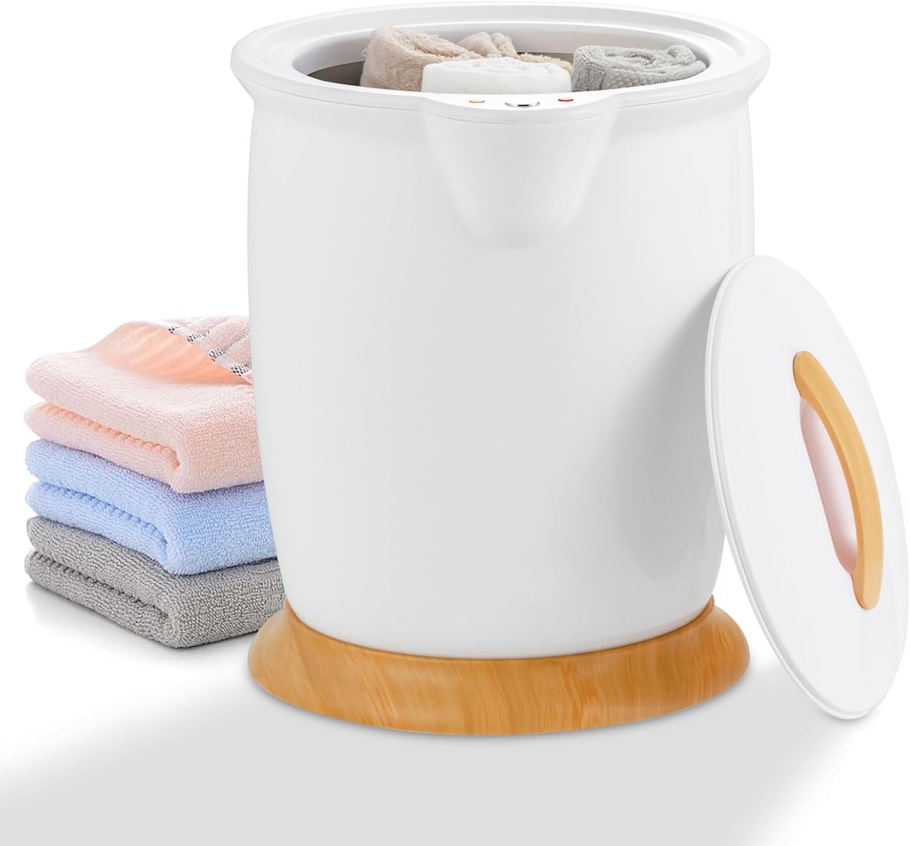 Happygrill Luxury Towel Warmer Bucket w/Fragrance Holder, Auto Shut Off, Fits Up to Two 40" x 70" Oversized Towels, Bathrobes, Blankets, Large for Bathroom (White)