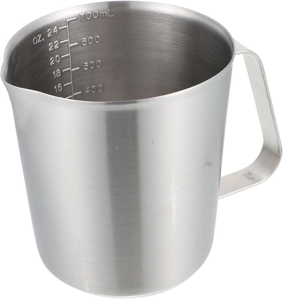 Cabilock Milk Tea Cup Graduations Versatile Teapot Handheld Milk Frother Kitchen Scale Cup Stainless Steel