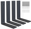 Heavy Duty Shelf Brackets 8 inch Rustic L Black Shelf Brackets 8 x 6 inches Metal Iron Industrial Shelf Bracket - L8 x H 6" x W 1.5" - 4 Pack