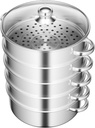 Steamer Pot for Cooking 5 Tiers Stainless Steel Steam Pot Multipurpose Steamer Basket Food Steamers for Vegetable Dumpling (11.02’’D)