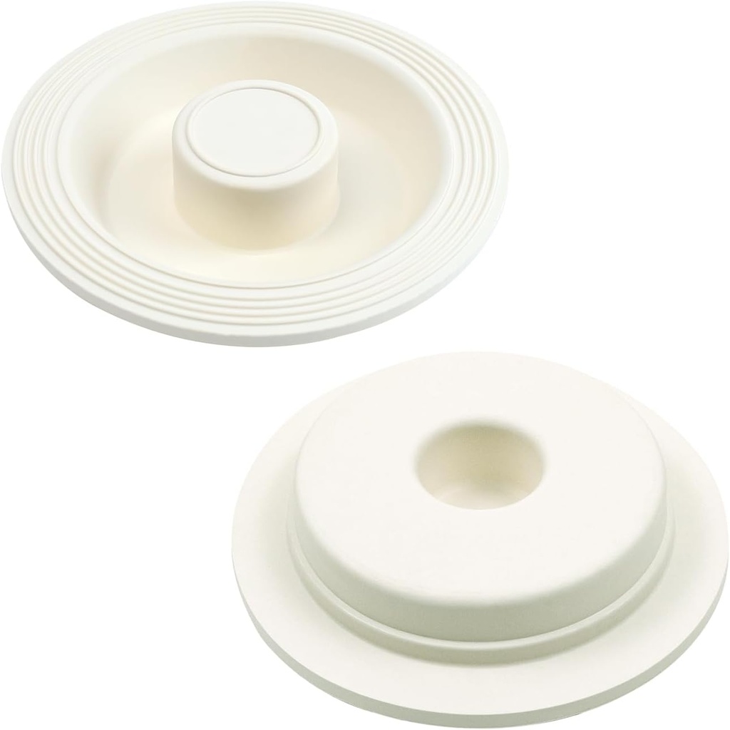2Pcs White Rubber Bathtub Stoppers - Universal Sink Stopper for Bathroom and Laundry Drain, 4.01"x4.01"x0.98"