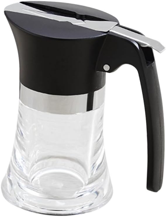 Stainless Steel Syrup Bottle with Acrylic Lid Wide Opening Condiment Pot for Kitchen Use Food Grade Seasoning Container for Honey Vinegar and Condensed Milk Storage