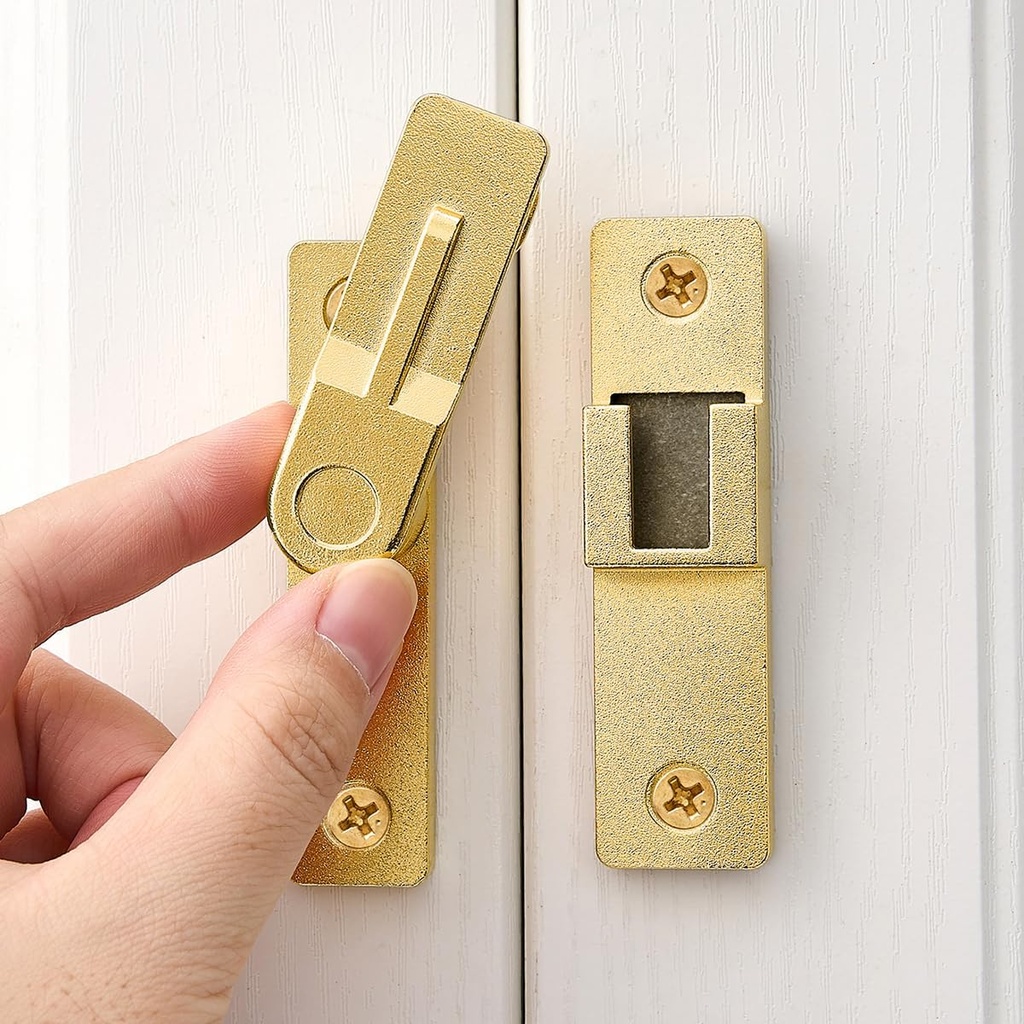 180 Degree Flip Barn Door Lock, Gold Heavy Duty Gate Latches Flip Latch Safety Door Bolt Latch Lock, Sliding barn Door Lock Gate Latch Lock Suitable for Garden, Bathroom, Garage