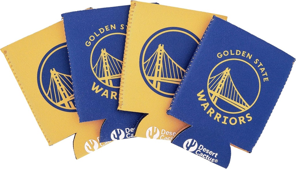 Desert Cactus Golden State Warriors Can Insulator Beverage Cooler 4 Pack NBA Foam Beverage Holder (4 Pack Can) (Golden State Warriors)