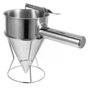 ABOOFAN Stainless Steel Pancake Mix Funnel Dispenser with Detachable Handle and Rack Batter Dispenser for Pastry Cakes and Pancakes Cooking Tool