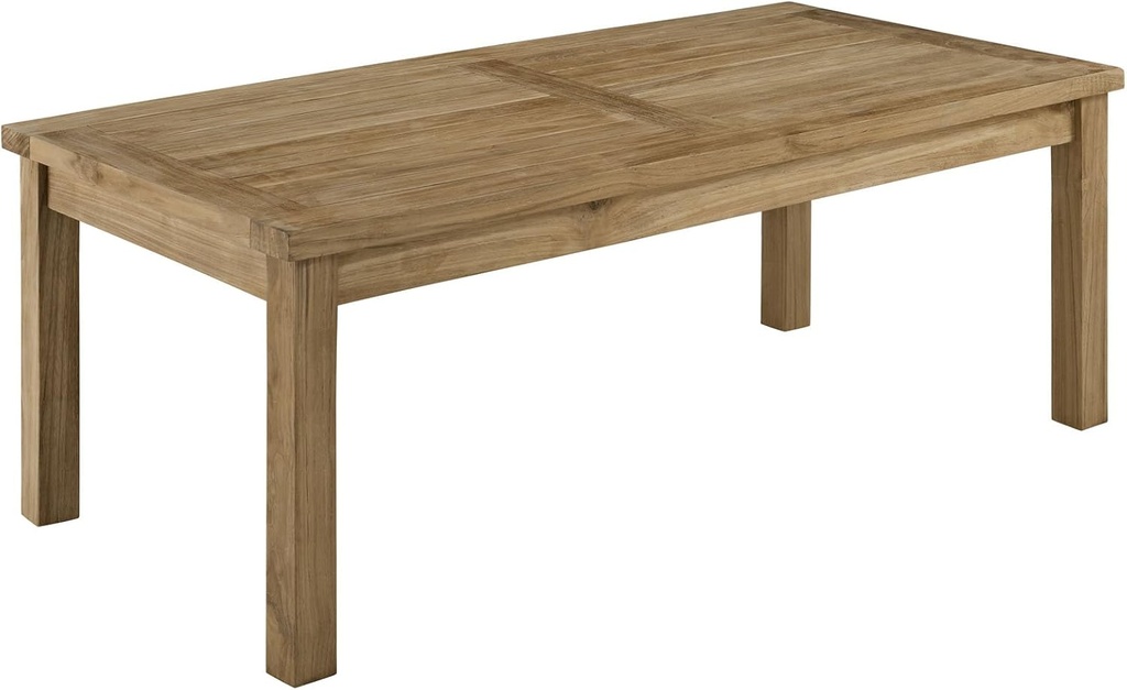 Modway Marina Premium Grade A Teak Wood Outdoor Patio Rectangle Coffee Table in Natural