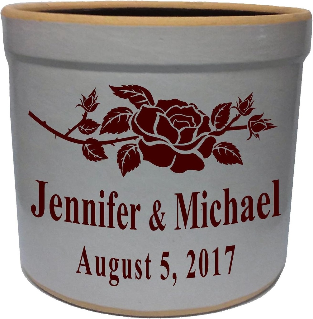1 Gallon Personalized Stoneware Crock - Rose