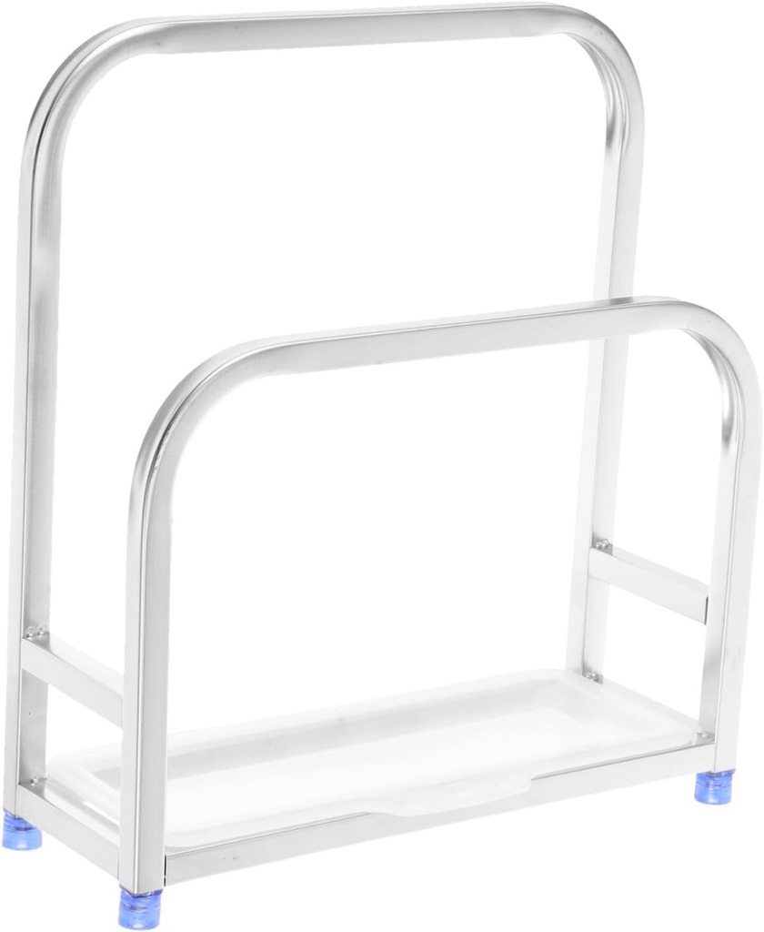 Mikinona Cutting Board Holder Stand Kitchen Countertop Storage Plate Rack Pan Organizer Easy Assembly Stainless Steel