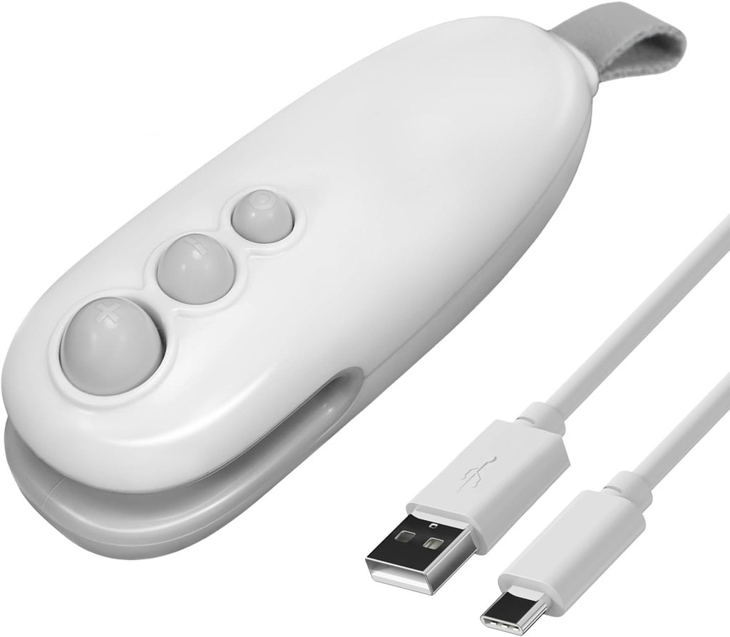 Mini Bag Sealer Type-C Rechargeable, 2 in 1 Heat Sealer and Cutter, Portable Handheld Food Storage Vacuum Sealer for Chip Bags/Snack Bags/Plastic Bags, White