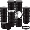 50 Pack 2oz Metal Tin Cans, Round Small Tins with Lids, Tin Containers With Lids for Candles Salve Cosmetic Lip Balm Candies Food Storage, Black