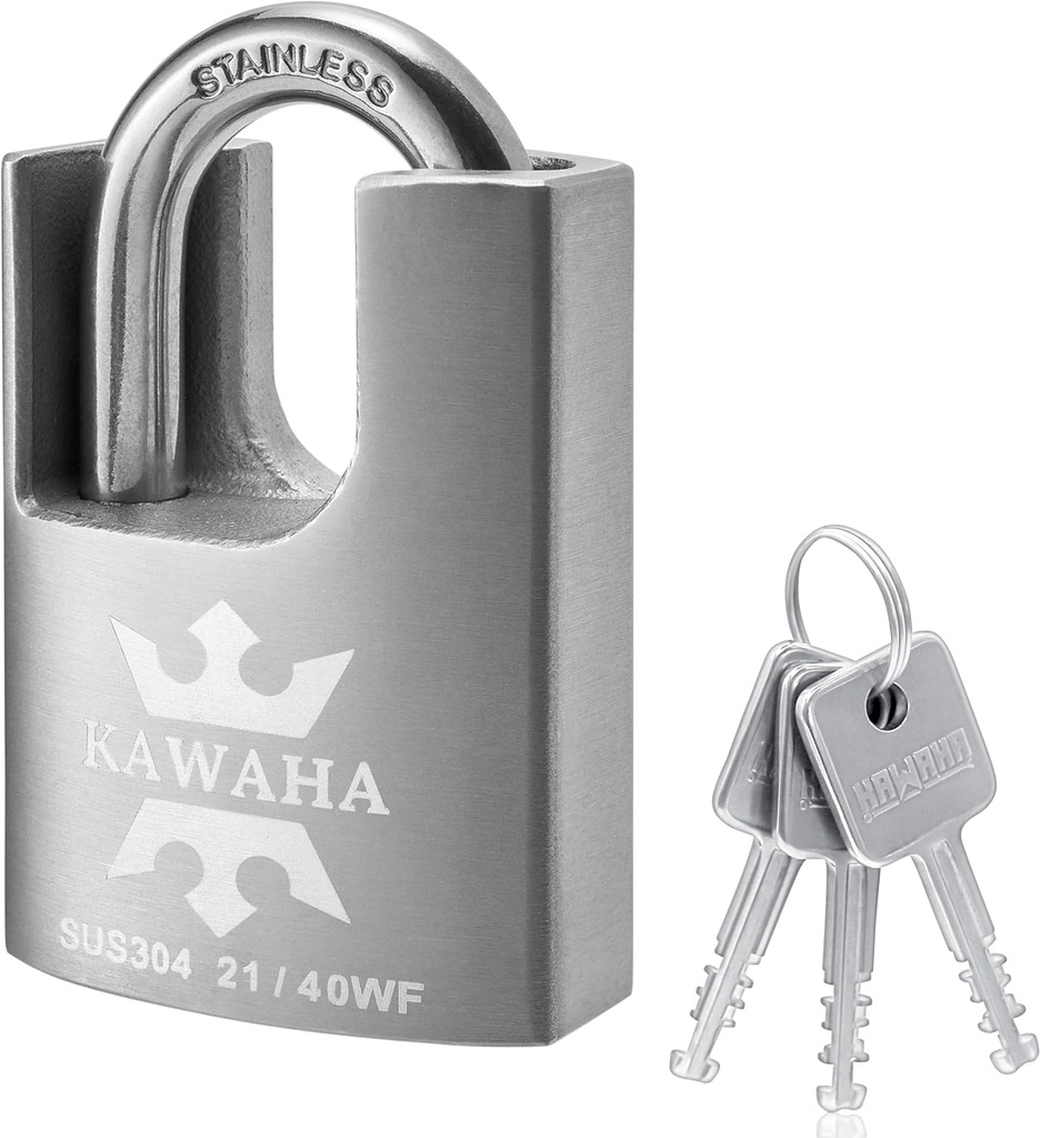 21/40KD-3SK High Security Stainless Steel Shrouded Padlock with Key for Both Indoor and Outdoor use (Heavy Duty, Anti-Rust) (1-9/16 in. (40mm), Keyed Different - 3 Stainless Steel Keys)