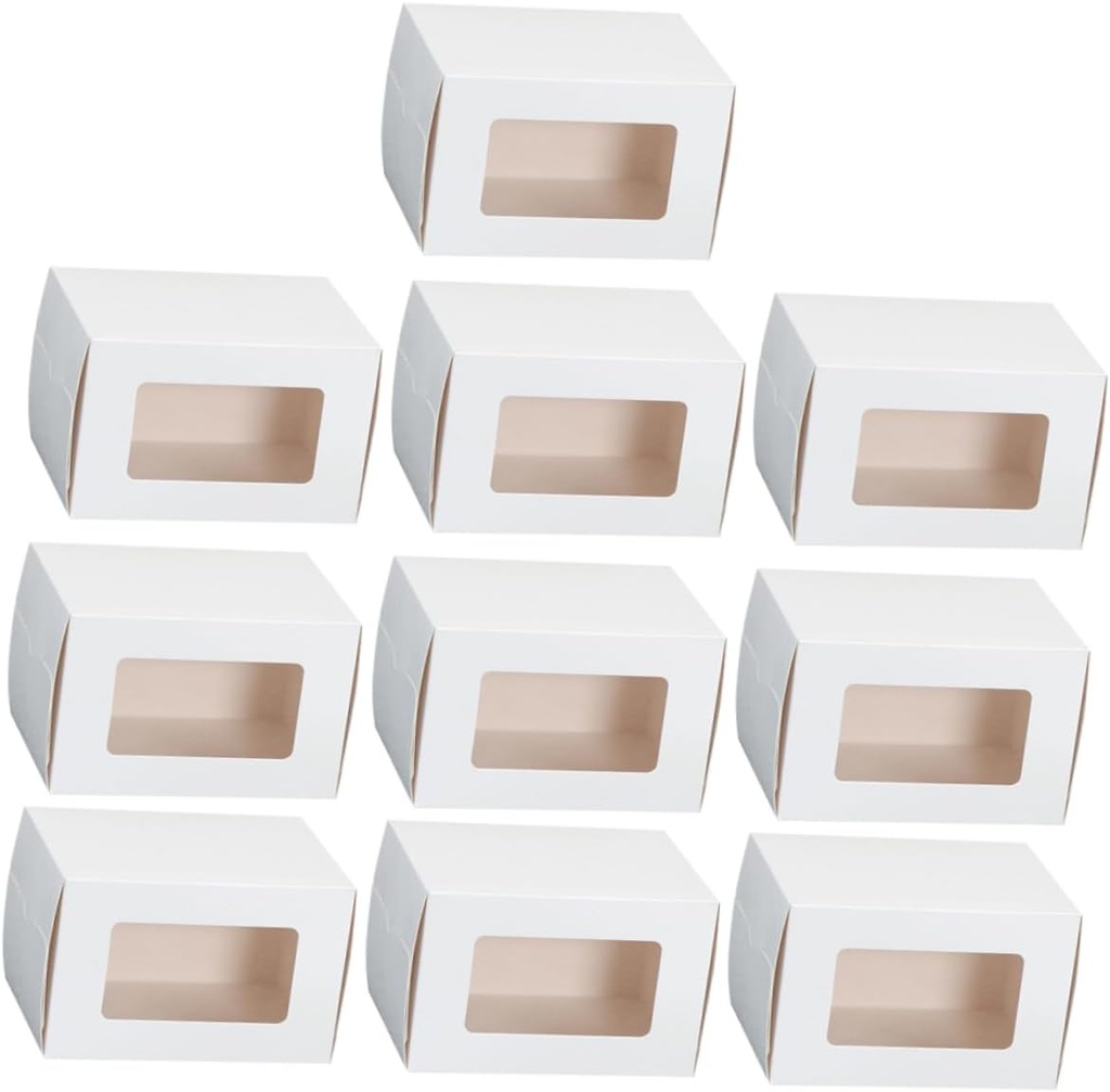 Healifty 10pcs Thicken White Dessert Box Window Cupcakes and Cakes for Birthdays Weddings and Parties