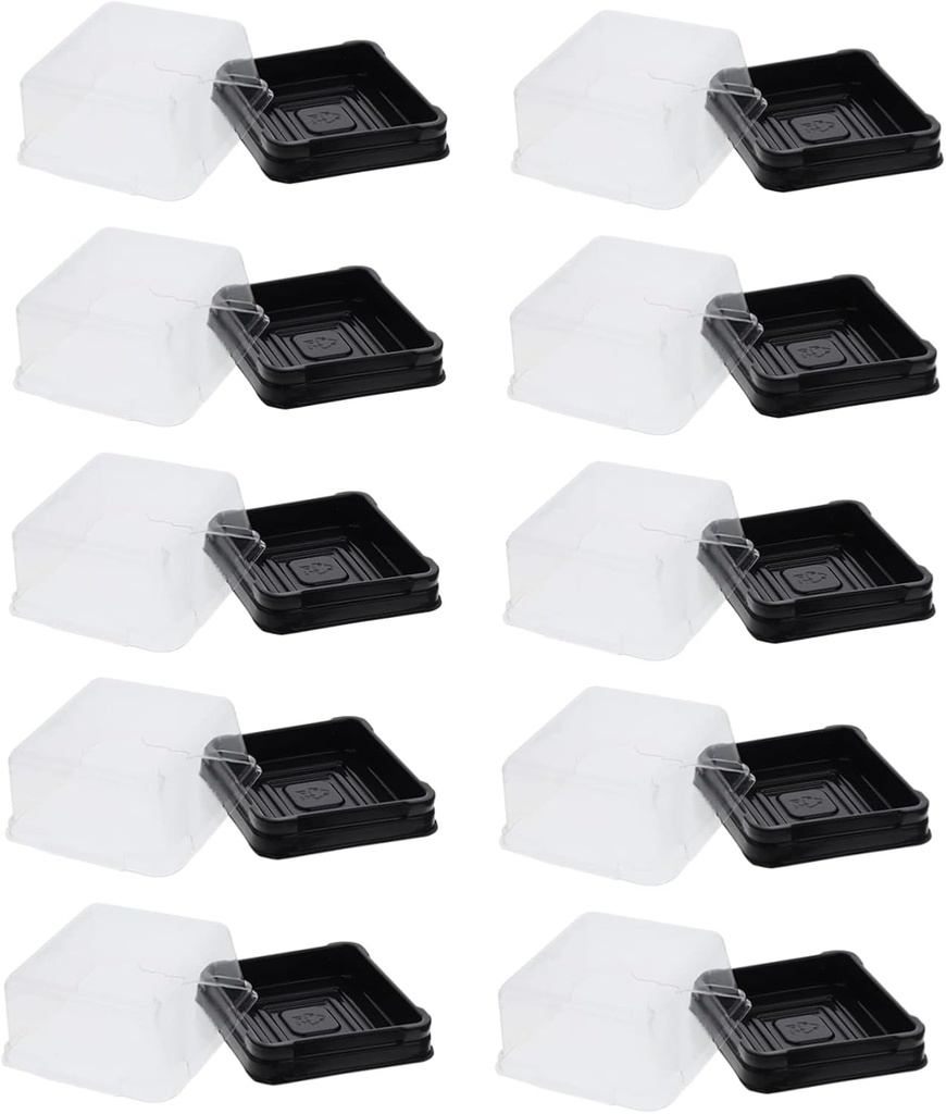 Healifty 100Pcs Transparent Moon Cake Boxes Square Dessert Wrapping Containers for Egg Yolk Puff Cupcakes Pastries Party Packaging