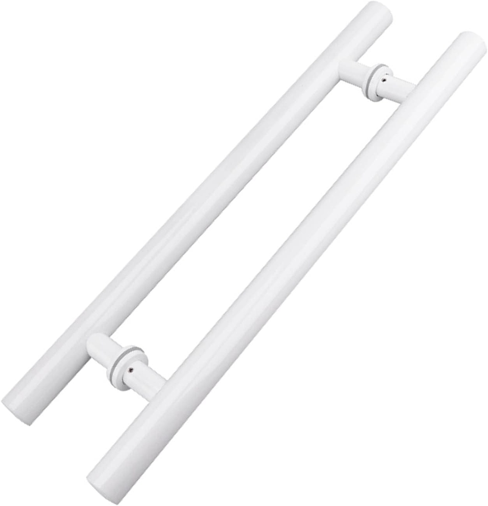 Interior External Barn Door Handle, Modern Round H Shaped Sliding Barn Door Handle Set Double Sided Easy Installation Classic Design for Single Door/White/50Cm(19 3/4In)*30Cm