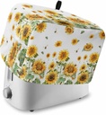 Orange Sunflower Toaster Cover 2 Slice, Kitchen Appliance Covers with Pocket & Loop, Retro Country Bee Watercolor White Polyester Bread Machine Covers Dust & Fingerprint Protection