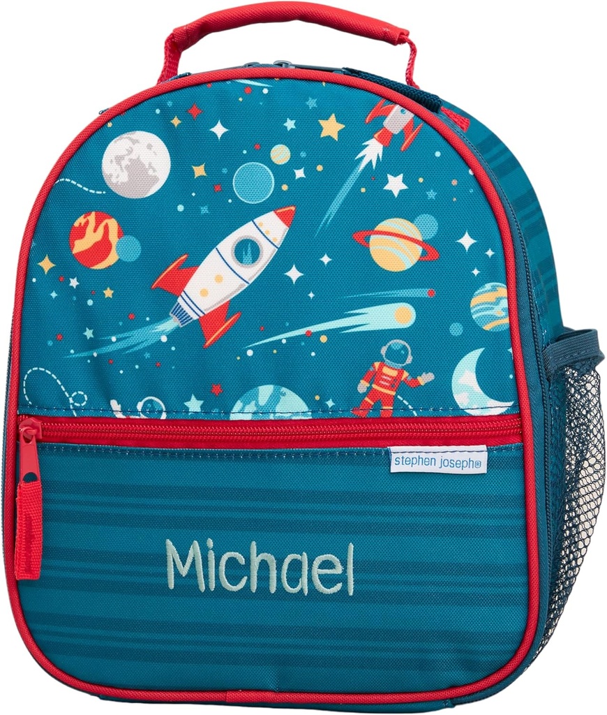 Personalization Universe Space Embroidered Lunch Bag for Kids - Insulated and Customizable Lunch Bags for Kids, Personalized Lunch Boxes with Names, Custom Embroidered Space Lunch Box