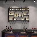 Wall Mounted Wine Rack with Stemware Hanger,Bar Wine Racks,Wine Glass Rack,Wine Storage Rack,Wine Display Stand,Iron Wall Shelf for Kitchen,Wine Cellar,Living Room Etc,Black/Gold (Color : Black, Siz