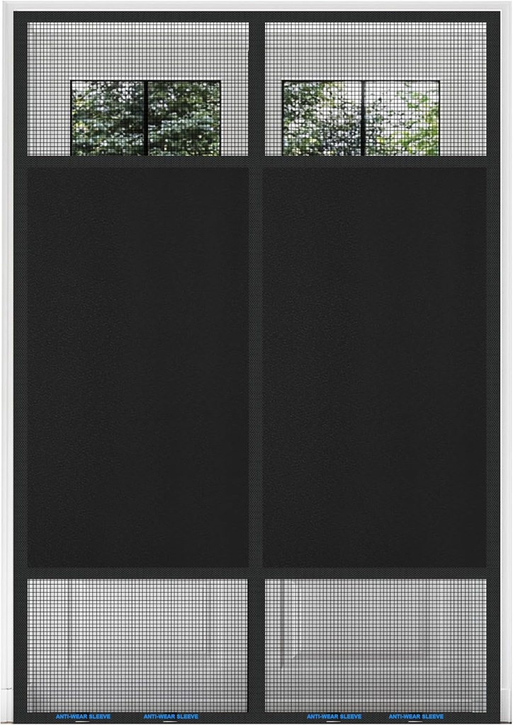 Magnetic Screen Door 72"x80" Blackout – Privacy Protection, Powerful Magnets, Heavy Duty Thicker 265g/㎡ Mesh, Easy Install, Self-Sealing, Pet Tested, Tie Backs, Screen Door Mesh