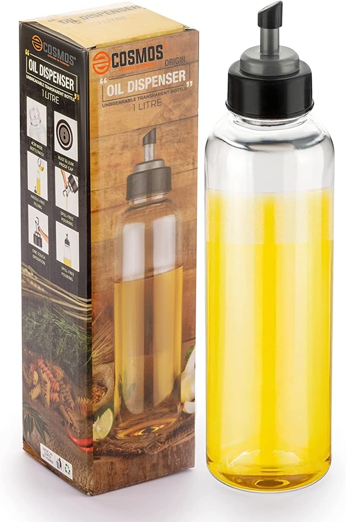 Oil Dispenser 1 Litre Cooking Oil Dispenser Bottle Oil Container Kitchen Accessories Items Kitchen Tools (PACK-OF-1-1000ML)