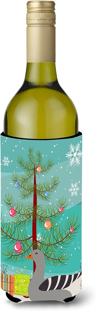 Caroline's Treasures BB9260LITERK Pilgrim Goose Christmas Wine Bottle Hugger, Teal Bottle Cooler Sleeve Hugger Machine Washable Collapsible Insulator Beverage Insulated Holder