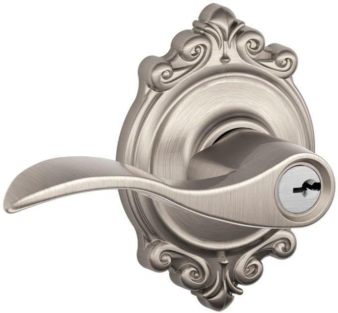 SCHLAGE Accent Lever with Brookshire Trim Keyed Entry Lock in Satin Nickel - F51A ACC 619 BRK