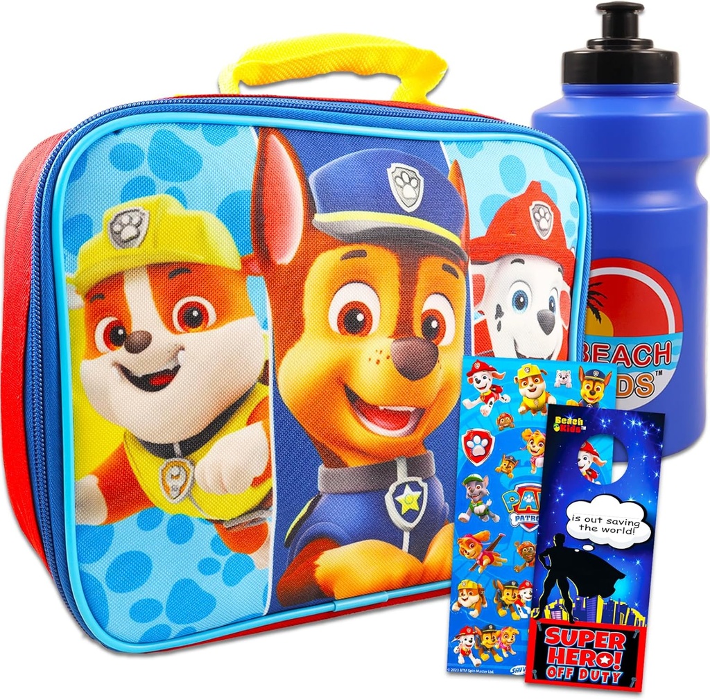 Viacom Paw Patrol School Supplies Bundle Paw Patrol Lunch Box Set - 4 Pc Paw Patrol Lunch Box with Stickers, Reusable Water Bottle, and More (Paw Patrol Lunch Bag)