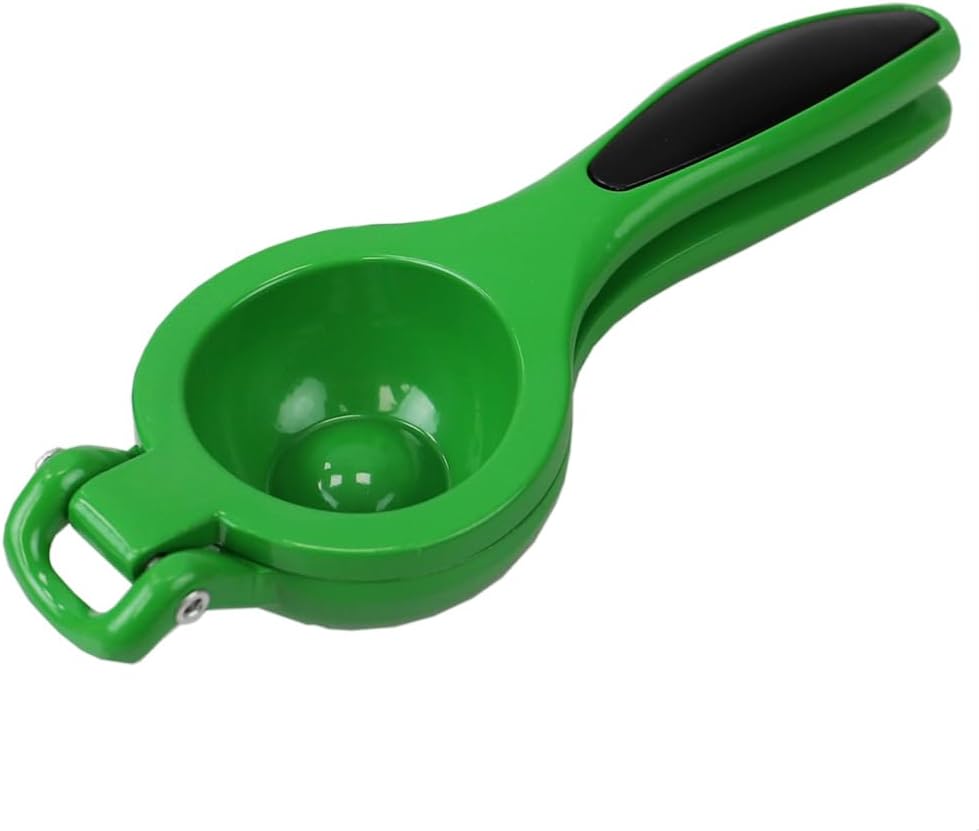 Heavy-Duty Enamel Coated Steel Lime Squeezer with Grip Handle in Vibrant Green by Home Basics | Quick and Easy Citrus Juice Extraction with Built-In Strainer for No-Mess Operation