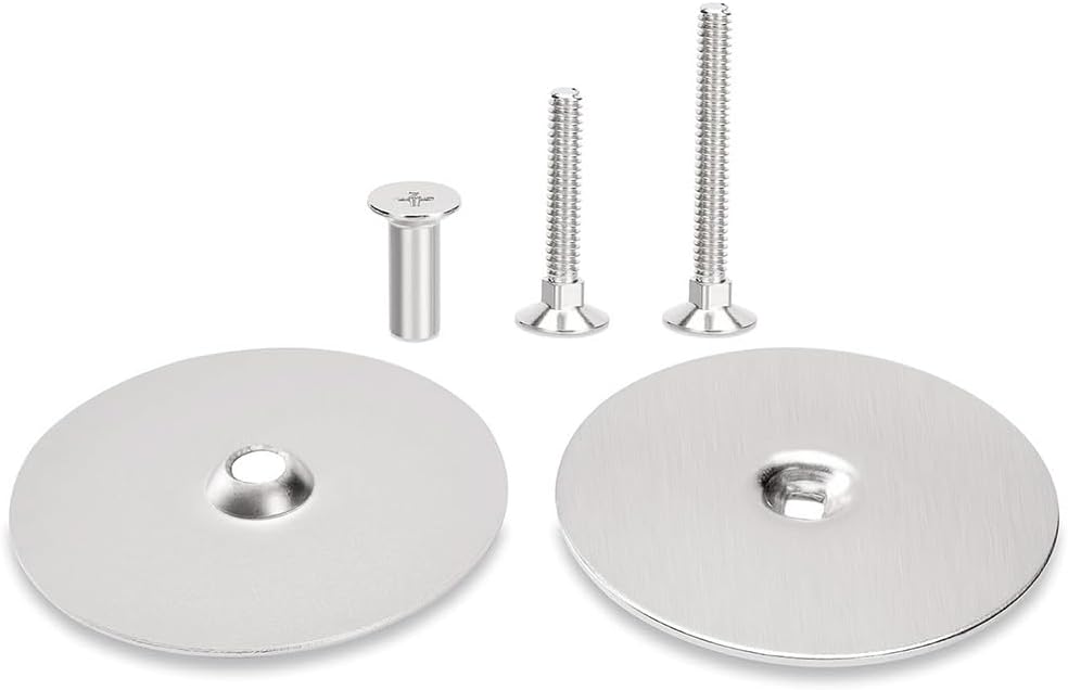 ZYAMY Door Knob Cover 2-5/8 in. Diameter Solid Steel Latch Cover Door Knob Hole Filler Plate Silver Used to Cover knob latches Latch Hardware