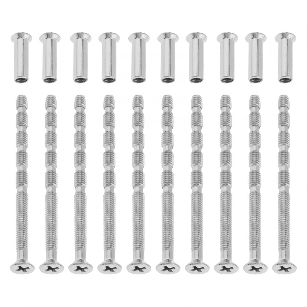 10 Set Door Handle Hardware Lever Handle Screws Connecting Bolts & Sleeves M4 x 60mm, Phillips Drive Flat Countersunk Head Fixing Cutting Slot Articulated Screw