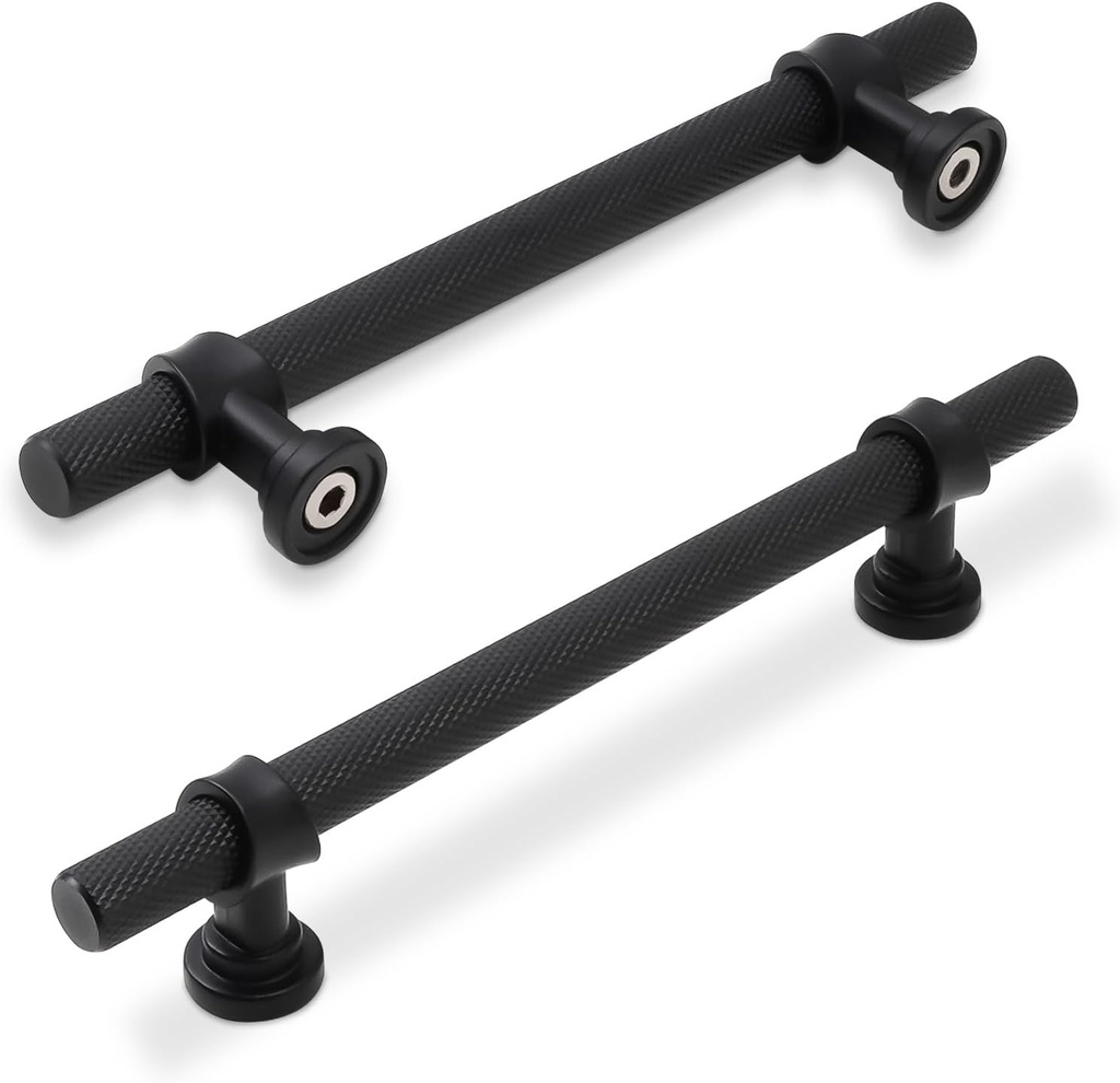 10 Pack 5 Inch Cabinet Pulls knurled Matte Black Kitchen Cabinet Handles Aluminum and Zinc Alloy Drawer Pulls Solid Cabinet Hardware
