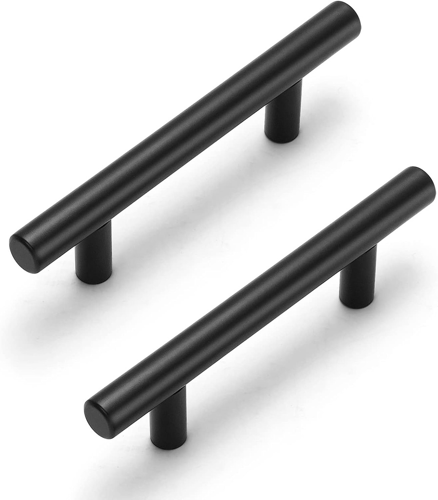 Estmoon 30 Pack Cabinet Handles Matte Black Cabinet Pulls with 3 Inch Hole Center, Stainless Steel Kitchen Cabinet Handles Black Kitchen Handles for Cabinets and Drawers, 76mm Hole Centers