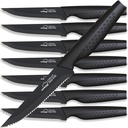 Amorston Steak Knives, Steak Knives Set of 8, Stainless Steel Steak Knife Set, Serrated Knives Dishwasher Safe, Elegant Black