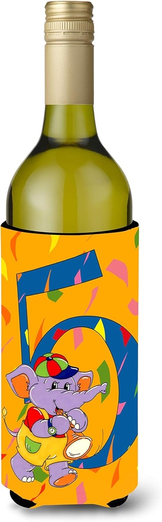 Caroline's Treasures APH2163LITERK Happy 5th Birthday Age 5 Wine Bottle Hugger Bottle Cooler Sleeve Hugger Machine Washable Collapsible Insulator Beverage Insulated Holder