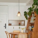 Solid Wood Lamp Body Glass Lampshade Pendent Light Japanese Style Small Rustic Pendant Lamp with E27/26 Base Adjustable Hanging Light for Closet Kitchen Sink Bedside(14 * 16cm)