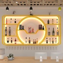 Floating Wall Mounted Wine Glass Holder Bar Shelf with Lights Gold/Black Hanging Wine Storage Racks for Kitchen Wine Cellar Liquor Bottle Display Shelf Iron Floating Wall Shelves