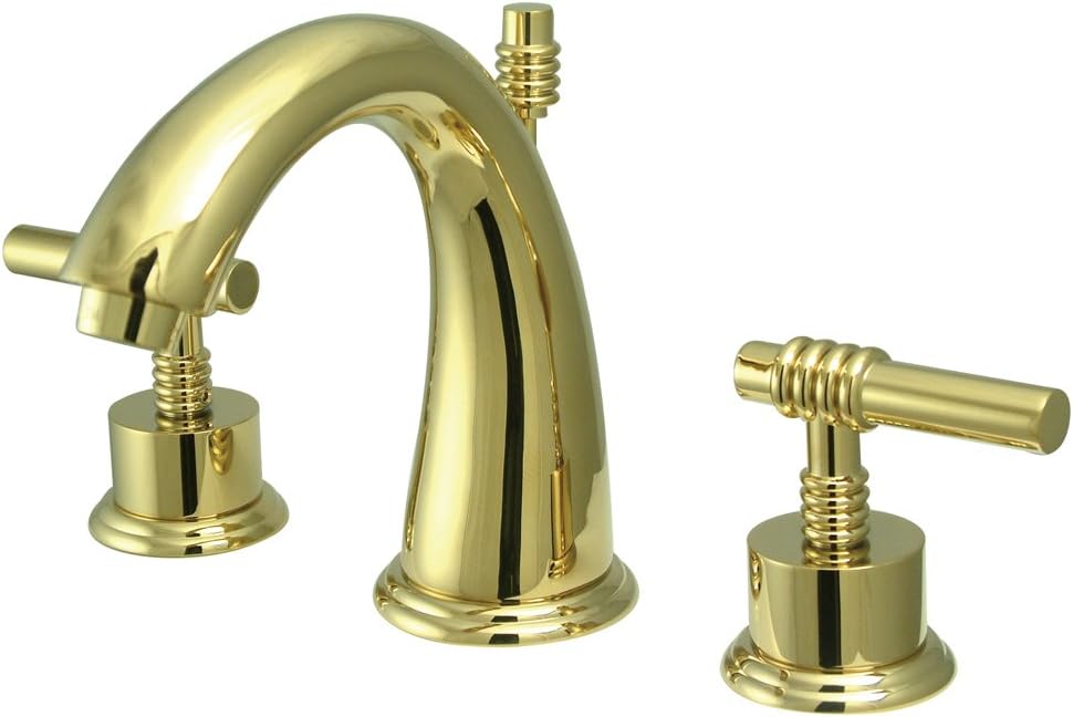Elements of Design ES2962ML Milano 8" to 16" 2-Handle Widespread Lavatory Faucet with Brass Pop-Up, 5-1/2", Polished Brass