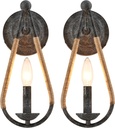 Rustic Wall Sconces Set of 2, 1-Light Simple Vanity Light Bedside Wall Light Fixture for Farmhouse Porch Entryway Laundry Bathroom Bedroom