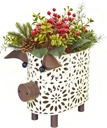 Metal Pig Fake Flowers Holder Hollow Out Narrow Pig Hanging Basket for Bathroom Living Room Kitchen farmhouse Shelf Decor, Pig Size L: 9.5 W: 6.1 H: 8.1 Inch