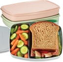 Bento Lunch Box for Kids and Adults – 3-Pcs Large Snack Containers – Leakproof Food Storage Containers for Lunch, Snacks, Sandwich – 2-Compartment Divided Lunch Boxes – BPA-Free, Dishwasher-Safe
