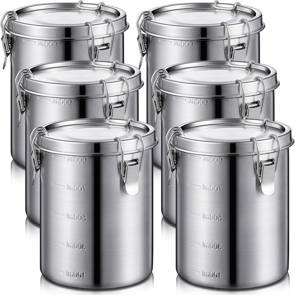 Zopeal 4 Pack Stainless Steel Storage Canisters 100% Airtight Metal Food Storage Containers with Lids Sealed, Keep Coffee, Tea, Flour, Sugar Fresh for Months(56 Fl oz)