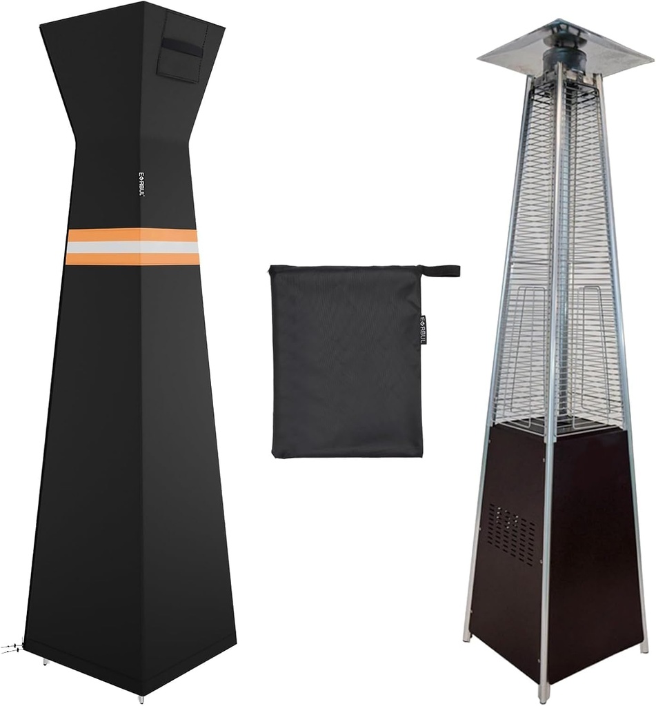 Pyramid Torch Patio Heater Cover with Zipper,Storage Bag and Reflective Strip,Heavy Duty 420D Waterproof Dust-proof Windproof UV-Resistant Outdoor Standing Heater Cover,Black,90"H x 23"L x 23"W