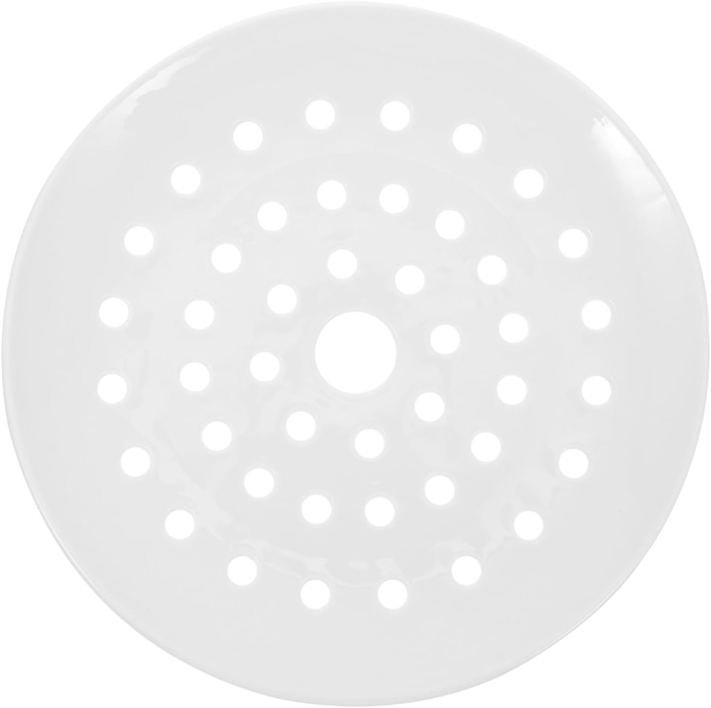 Garneck Pure White Ceramic Steaming Plate with Drain Practical Dumpling and Fish Steamer Tray for Kitchen Cooking High Temperature Fired Food Steaming Holder Easy to Clean