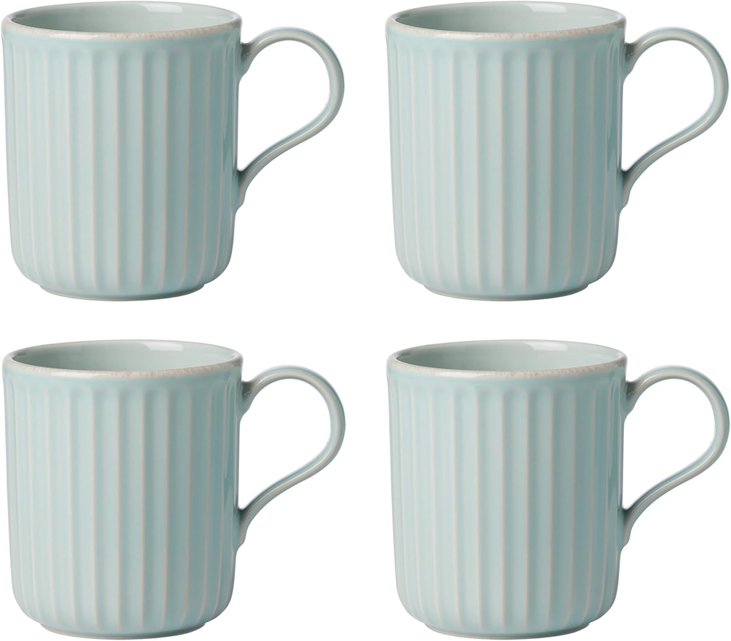 Lenox French Perle Scallop Ice Blue Mugs, S/4, 3.30