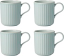 Lenox French Perle Scallop Ice Blue Mugs, S/4, 3.30