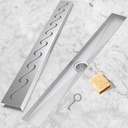 24 Inch Linear Shower Drain, Brushed Nickel Shower Drain, Removable Grate, 304 Stainless Steel, Easy to Install and Clean for Bathrooms (Drain Base Not Included), LSD-23A-24S