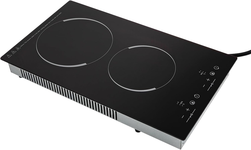 Electric Cooktop, 2 Burner Built-In Electric Stove Top 1500w, 110v Ceramic Stovetop With Ceramic Glass, Safety Lock, 9 Heating Levels, LED Display, Black
